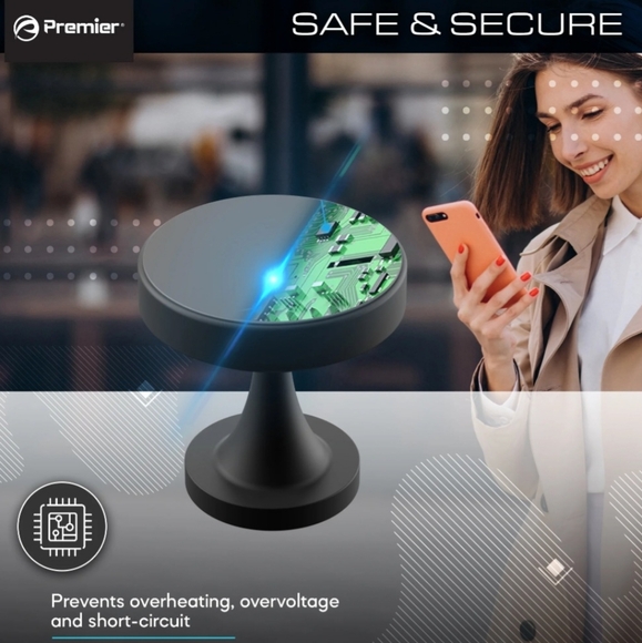 Wireless Charger & Magnetic Suction Cell Phone Mount - Black - Picture 10 of 12